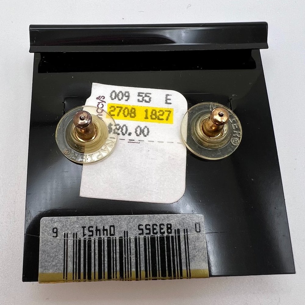 Napier Pearl Cabochon Black Enamel Earrings - Picture 2 of 3